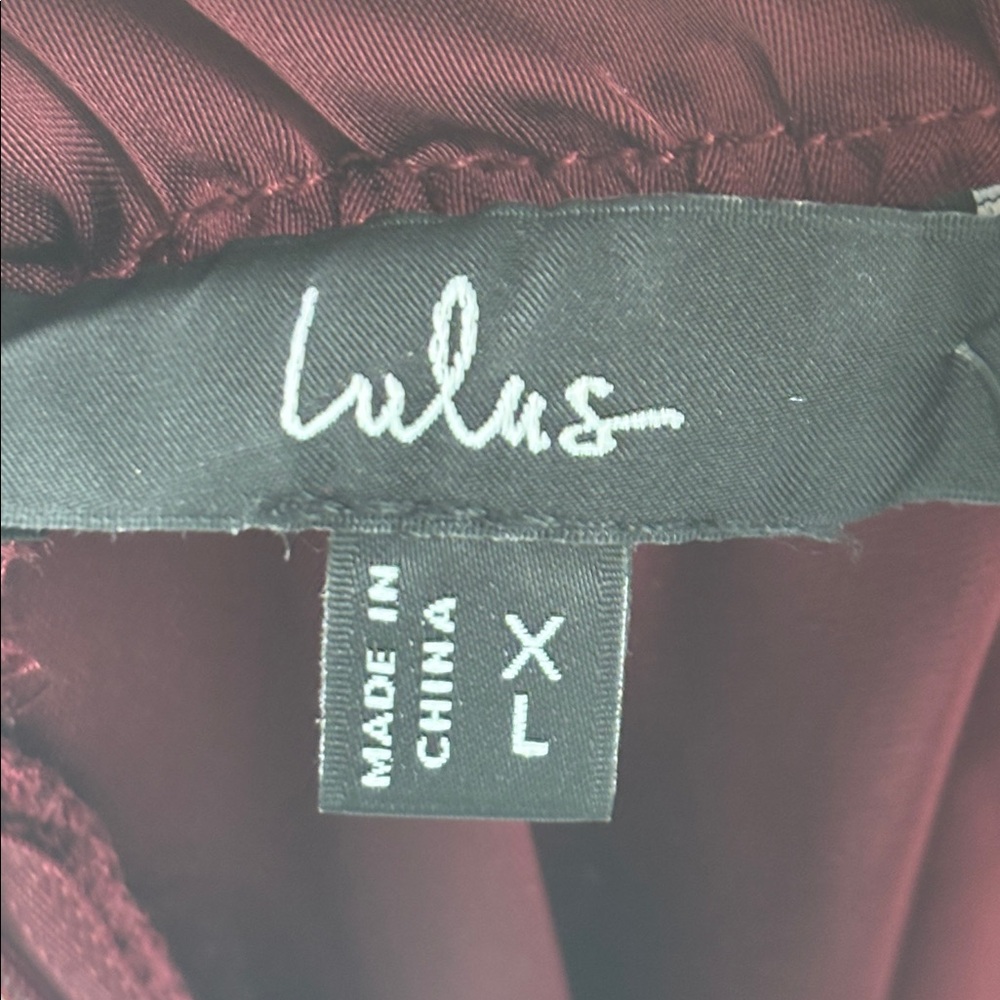 Lulus Classic Elegance Wine Satin Mock neck keyhole back Maxi Dress size XL NWT - Picture 8 of 13